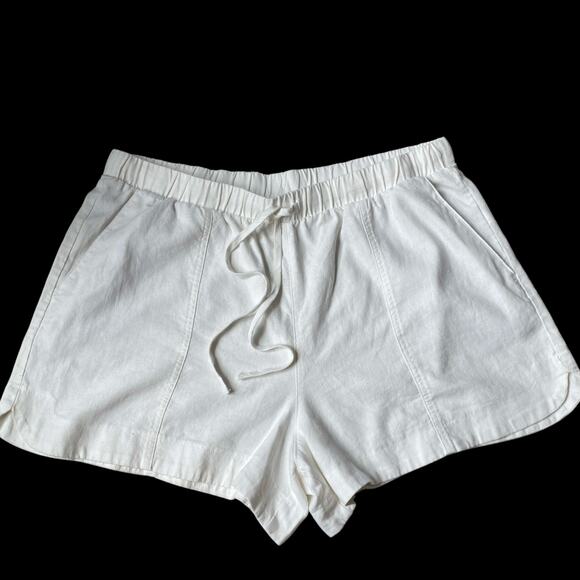 Universal Thread Linen Blend Shorts Women XL White Elastic Waist Coastal NWT - Picture 1 of 9